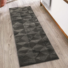 (Dark Grey, 60 x 220 cm) New Modern Geometric Rugs High Quality Living Room Indoor Runner Rug
