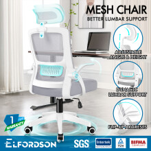 ELFORDSON Mesh Office Chair Executive Seat Tilt White & Light Grey