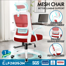 ELFORDSON Mesh Office Chair Executive Fabric Seat Tilt Red