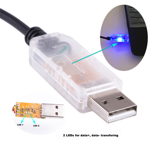 FTDI USB to 485 Module XLR RS485 Serial Data Cable 1.8M QLC DMX512 Stage Lighting Control Cable Transparent USB Indicator Lamp 1