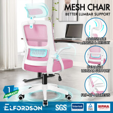 ELFORDSON Mesh Office Chair Executive Fabric Seat Tilt Pink