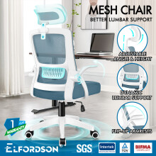 ELFORDSON Mesh Office Chair Executive Fabric Seat Tilt Blue