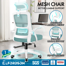 ELFORDSON Mesh Office Chair Executive Fabric Seat Tilt Cyan