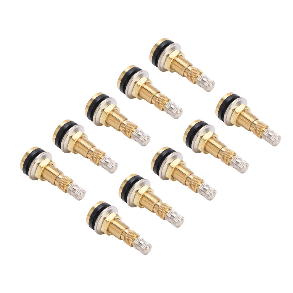 10Pcs Air Liquid Tubeless Tire Valve Stem Brass 1 7/8In Tr618a For Tractor 0.625In Valve Hole 9491324502171