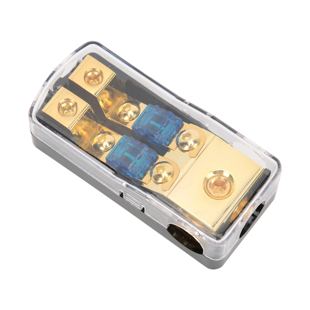 60A Power Distribution Block 1 In 2 Way Out Car Audio Splitter Copper Ground Fuse Holder 5011324502595