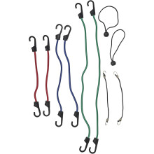 Heavy Duty Assorted Bungee Cords Set with Hooks in Storage Tube