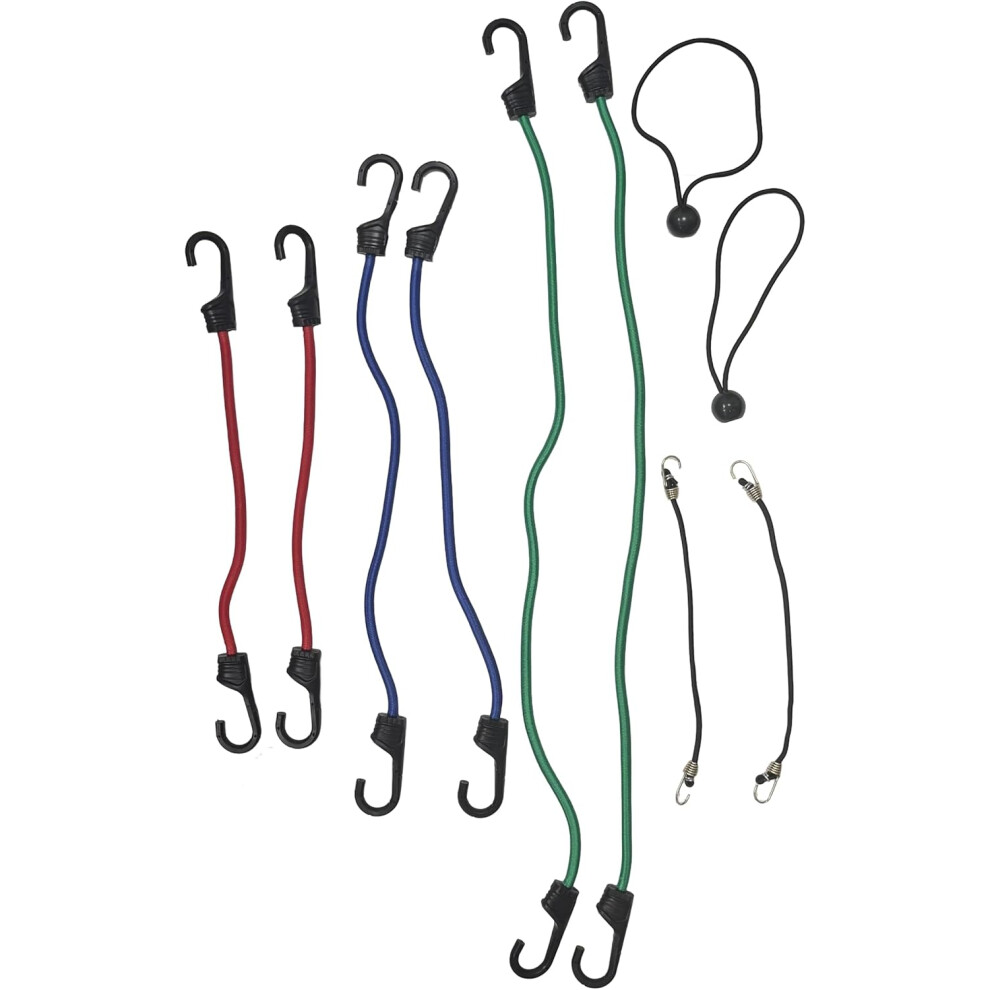 Heavy Duty Assorted Bungee Cords Set With Hooks In Storage Tube 5017403149194