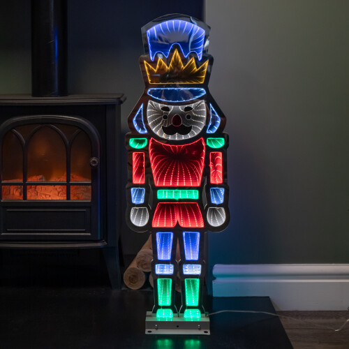 Samuel Alexander 74cm Infinity Light up Christmas Nutcracker Decoration with Multi-Coloured LEDs on Metal Base