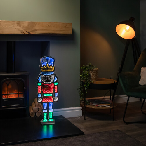 Samuel Alexander 74cm Infinity Light up Christmas Nutcracker Decoration with Multi-Coloured LEDs on Metal Base 1