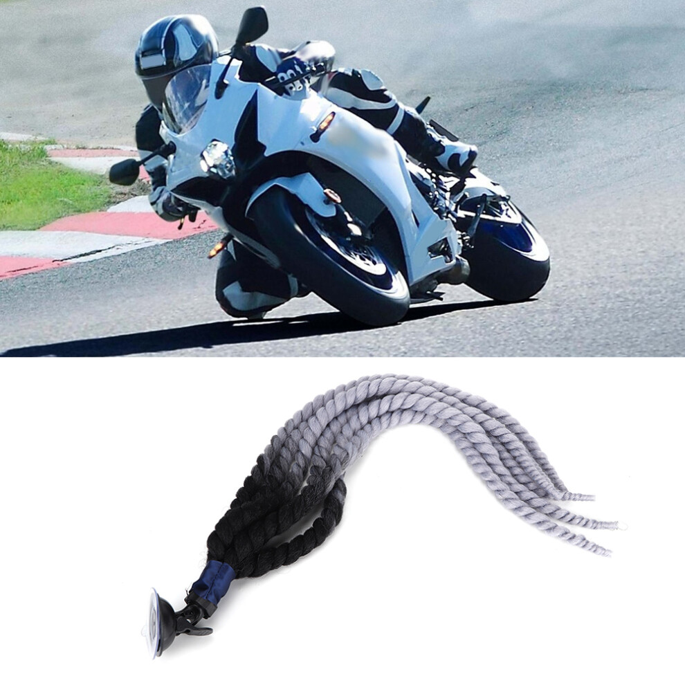 27.6In Motorcycle Helmet Woman Braids Wig Detachable Ponytail With Suction Cupgray 8471324507650