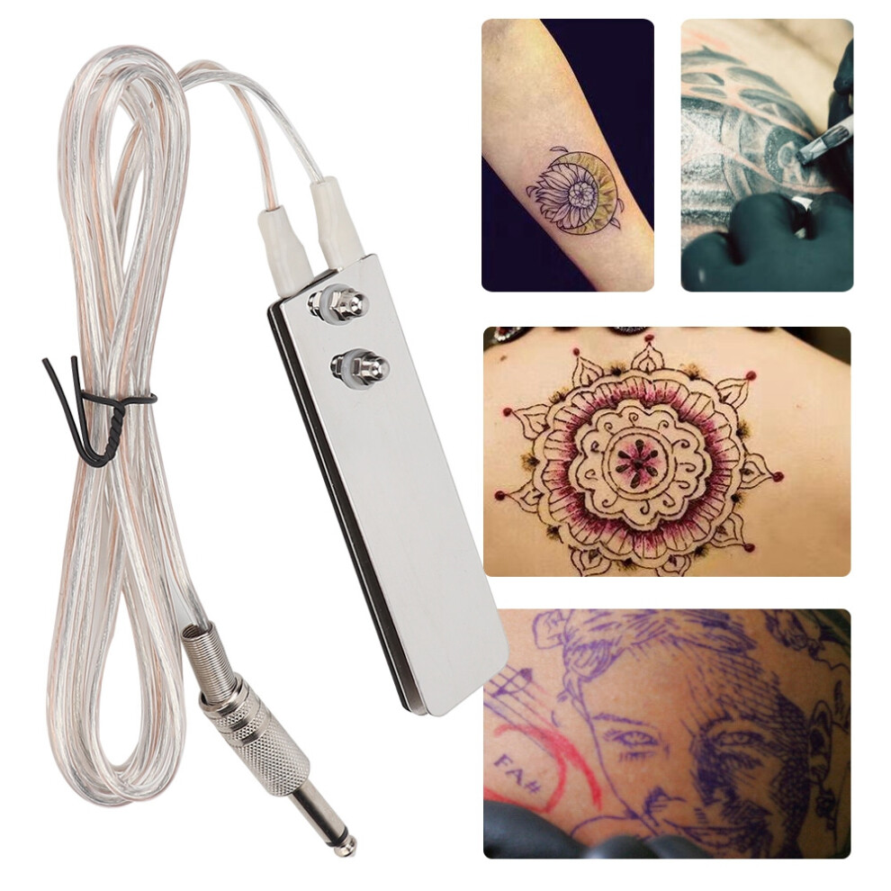 Silver Stainless Steel Foot Pedal Foot Switch Tattoo Machine Accessory Power Supply ( Cord)