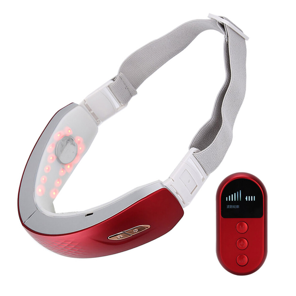 Light/Red V Face Machine Electric Ems Vibration Photon Therapy Face Lifting Firming Massager (Red)