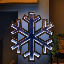 60cm Infinity Light up Hanging Snowflake Christmas Decoration with White LEDs