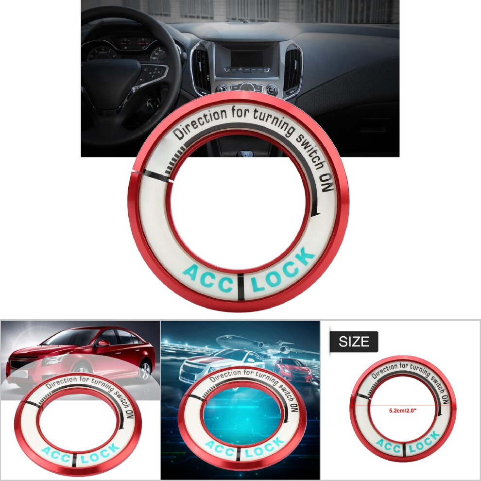 Car Luminous Ignition Switch Ring Circle Key Hole Cover Trim For Cruze Red 7681324509351