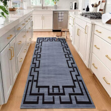 (80cm x 150cm (2ft 6" x 5ft)- Large Runner Rug/Kitchen Floor Mat, Grey Black) Non-Slip Rugs Printed Carpets Hallway Runner Mats