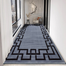(80cm x 300cm (2ft 6" x 10ft)-Extra Long Hallway Runner Rug Printed Carpet, Grey Black) Non-Slip Rugs Printed Carpets Hallway Runner Mats