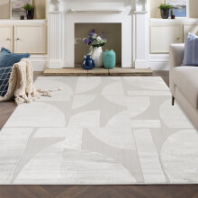 (Silver, 200 x 290 CM) New Large Rugs Living Room Modern Lunar Abstract Runner Rug