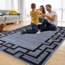 (160cm x 230cm (5ft 3" x 7ft 6")- Large Area Rug for Living Room/Bedroom/Dining Room, Grey Black) Non-Slip Rugs Printed Carpets Hallway Runner Mats