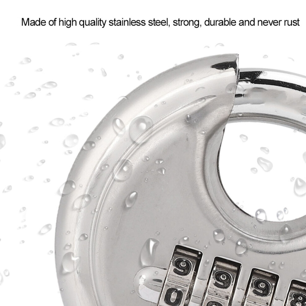 Stainless Steel Password Round Padlock Key 70Mm Thickened 9, 5Mm For Outdoor Warehouse Fences 4651324509630