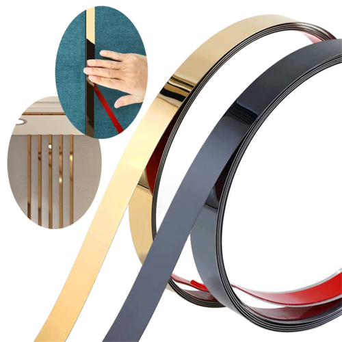 Mirror Self-adhesive Flat Decorative Lines Strip Black 1