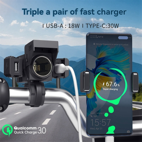 PD QC3.0 Motorcycle Charge 3-in-1 USB TypeC Connector Battery Charger 1