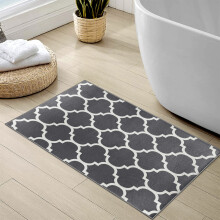 (40cm x 60cm (1ft 4" x 2ft)- Small Door Mat Inside Outside/Anti-Slip Bath Bathroom Mat, Grey White) Non-Slip Rugs Printed Carpets Hallway Runner Mats