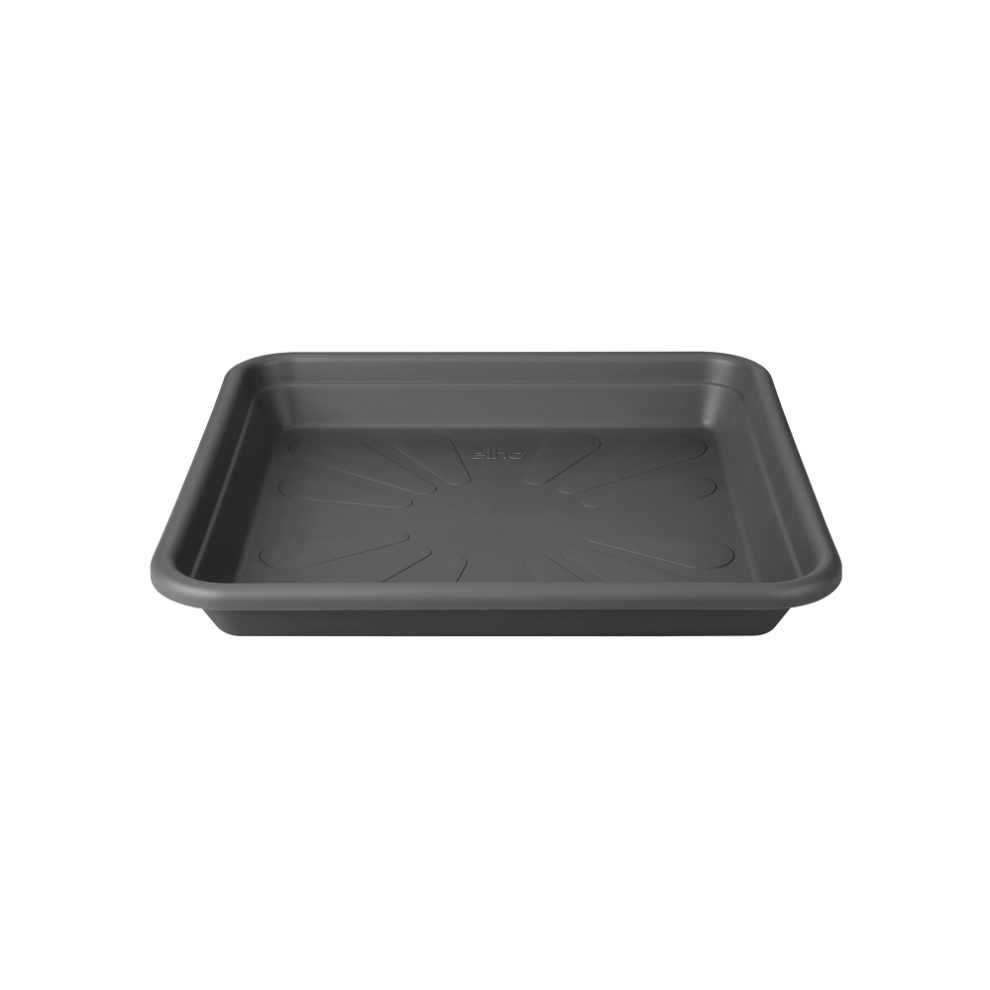 Elho Group Universal Square Saucer 30Cm Indoor Outdoor Plant Pot Tray Wood Safe Anthracite