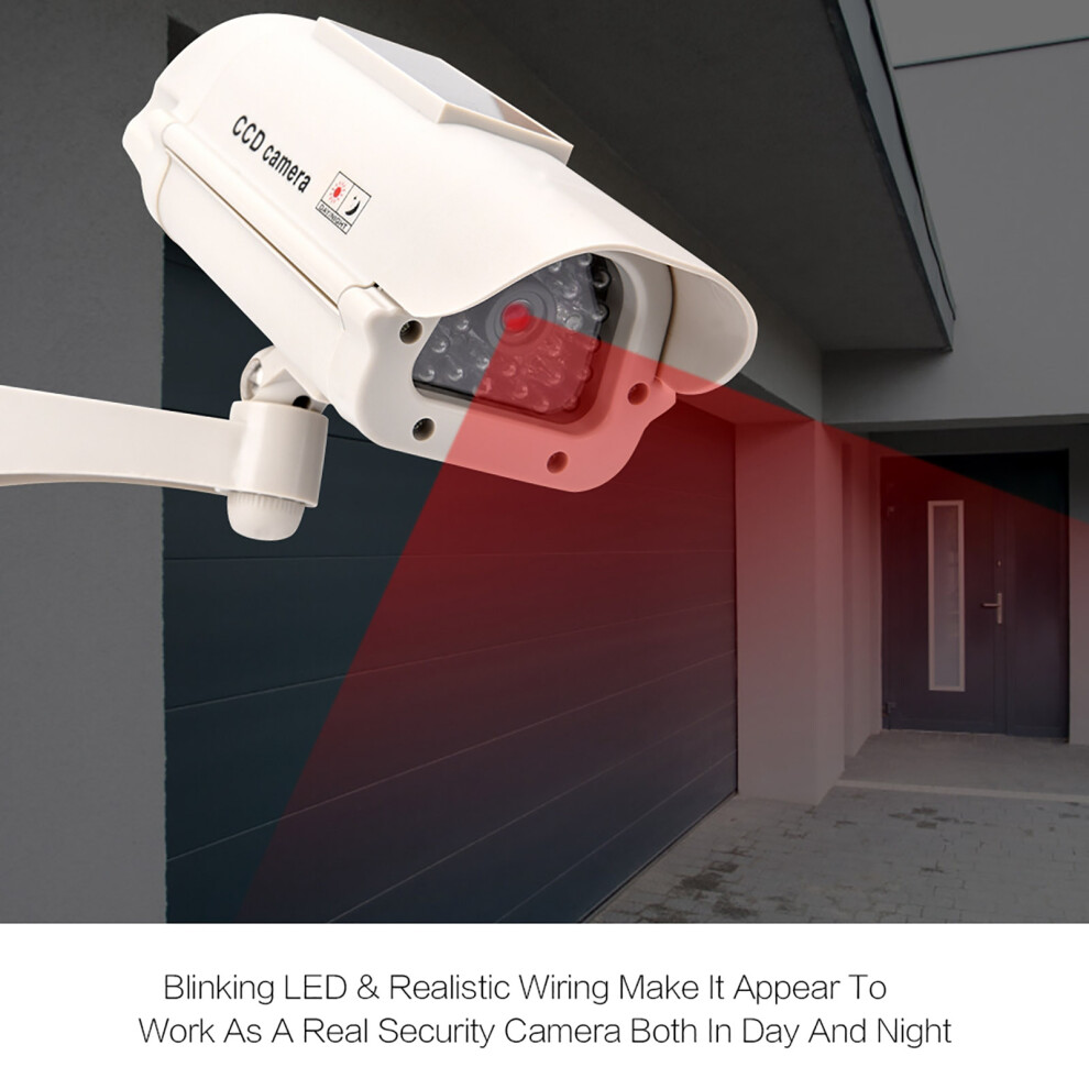 Solar Power Dummy Fake Camera Home Surveillance Simulation Waterproof Monitor With Led Light 4351324512066