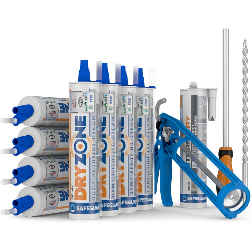 Dryzone Damp Proofing Cream 310ml - DPC Injection Kit: 12m Coverage (9" wall) - BBA Approved Rising Damp Treatment