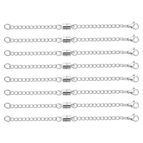 Magnetic Necklace Extender Adjustable Chain Extenders,Silver
