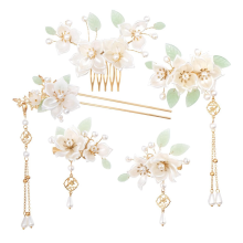 5PCS Camellia Flower Tassels Hairpin,Pearl Hair Clips