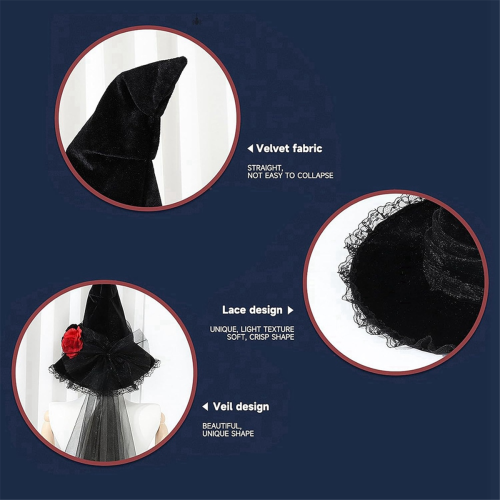 Adult Punk Witch Hat,Halloween Costume Wizard Hat 1