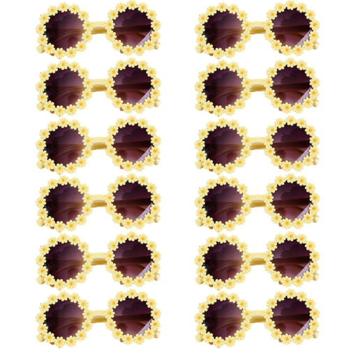Runde Sonnenbrille mit Blumenmuster, gelb 1