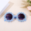 Runde Sonnenbrille mit Blumenmuster, gelb 4