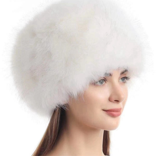 Fascia per capelli in pelliccia sintetica da donna, scaldaorecchie invernale, berretto da sci 2