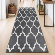 (80cm x 150cm (2ft 6" x 5ft)- Large Runner Rug/Kitchen Floor Mat, Grey White) Non-Slip Rugs Printed Carpets Hallway Runner Mats