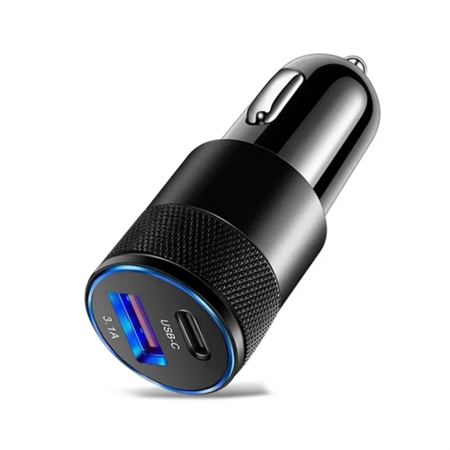 3.1A 15W USB+PD Small Steel Cannon Car Charger 1
