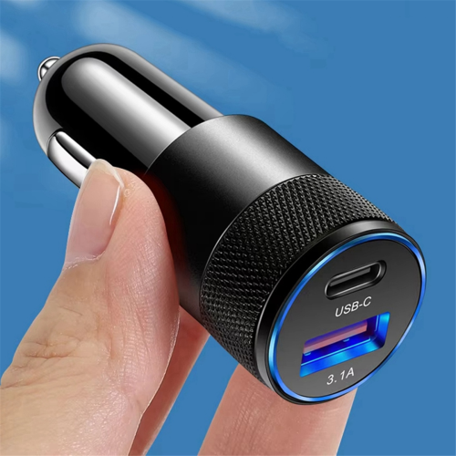 3.1A 15W USB+PD Small Steel Cannon Car Charger 2