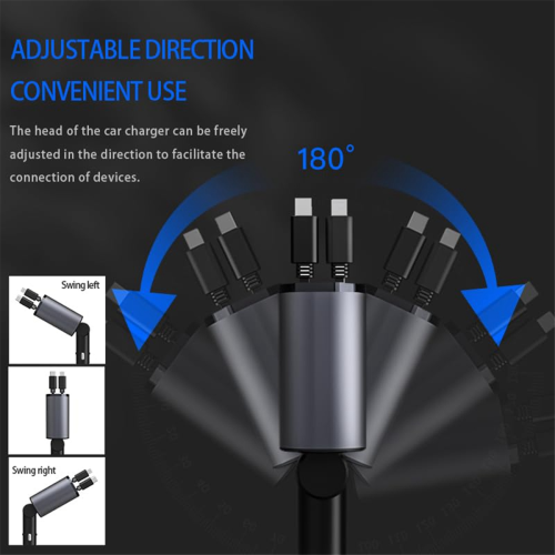 Retractable Car Charger 4-in-1 Fast Charger with Dual Type-C Cables 2