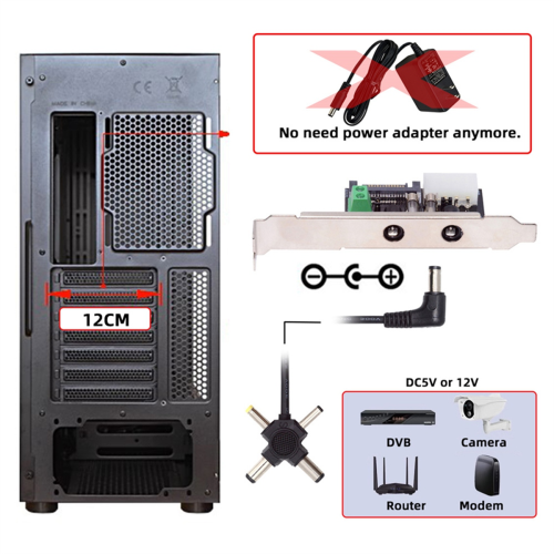 1-to-4 DC 12V 5V Power Card Output Power System with PCI-E Bracket 2