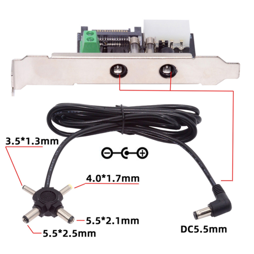 1-to-4 DC 12V 5V Power Card Output Power System with PCI-E Bracket 1