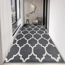 (80cm x 300cm (2ft 6" x 10ft)-Extra Long Hallway Runner Rug Printed Carpet, Grey White) Non-Slip Rugs Printed Carpets Hallway Runner Mats