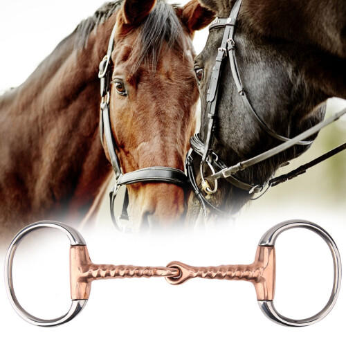 Horse Chew Stainless Steel Eggbutt Bit Copper Corkscrew Mouth 2