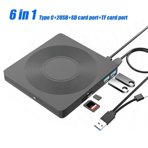6-i-1 extern CD/DVD-enhet USB 3.0 typ C CD DVD RW VCD optisk enhet 2