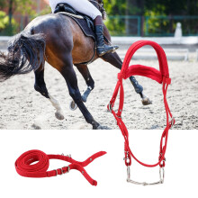 Red Adjustable Horse Bridle Rein Harness Headstalls Removable Snaffle with Soft Cushion