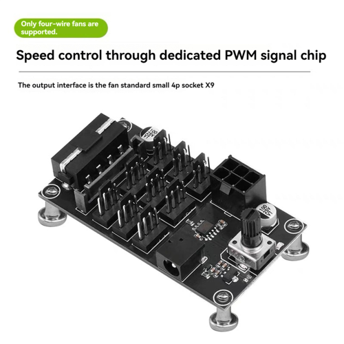 Datorchassi PWM Våldsam fläkthastighetsregulator 9-vägs 12V PWM 4-polig 2