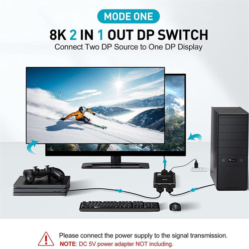 8K DisplayPort Switch 2 in 1 Out/ 1 in 2 Out Display Port DP Switch 2