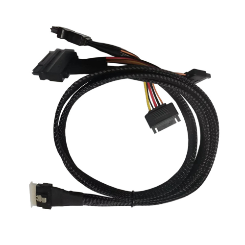 Hårddiskkabel SFF8654(8I) Slim SAS till 2SFF8639 NVMe U.2