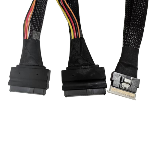 Hårddiskkabel SFF8654(8I) Slim SAS till 2SFF8639 NVMe U.2 2