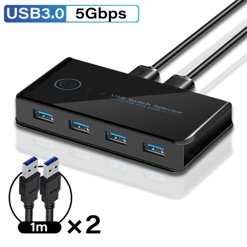 Switch KVM USB para laptop, PC, teclado, mouse e impressora USB 3.0 2